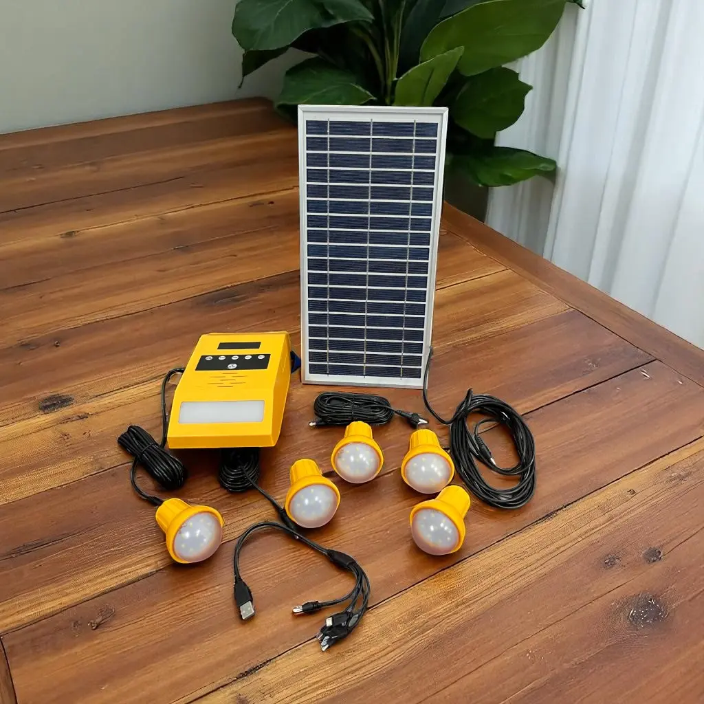 Solar Home Lighting System with Phone Charger & FM Radio
